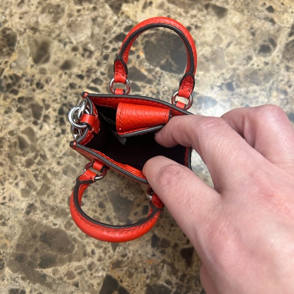 Coach Cherry Red Pebbled Leather Keychain Bag - Picture 5 of 7